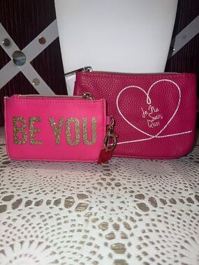 Pink 'Be You' and Heart Zip Pouch Set